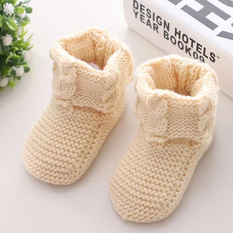 欧版新款手工成品编织秋冬婴儿毛线鞋新生儿毛线鞋子宝宝针织鞋4