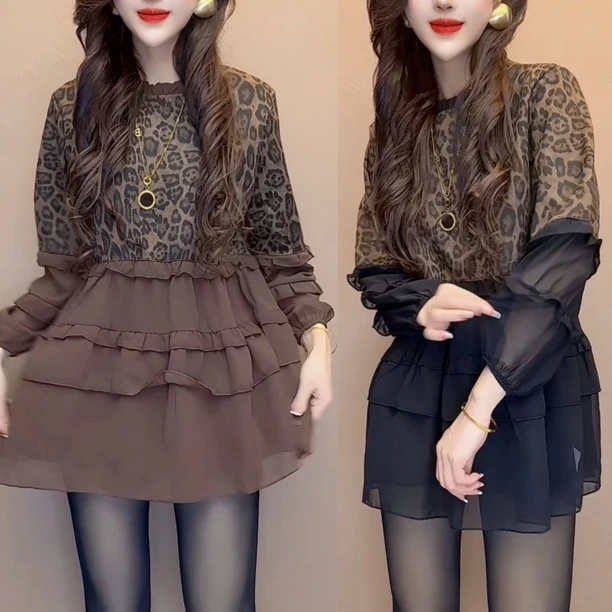 洋气衫女气质拼接蛋糕衫女气质百搭潮844545558