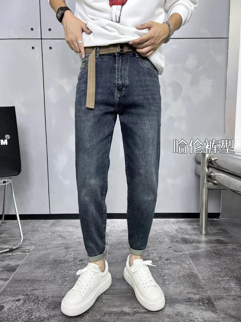 【直筒】秋冬男士新款时尚简约百搭潮牌弹力哈伦牛仔裤男轻奢牛仔裤