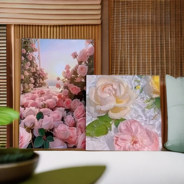 花海暖系玫瑰花海ins风装饰摆画床头柜装饰画装饰艺术带护角