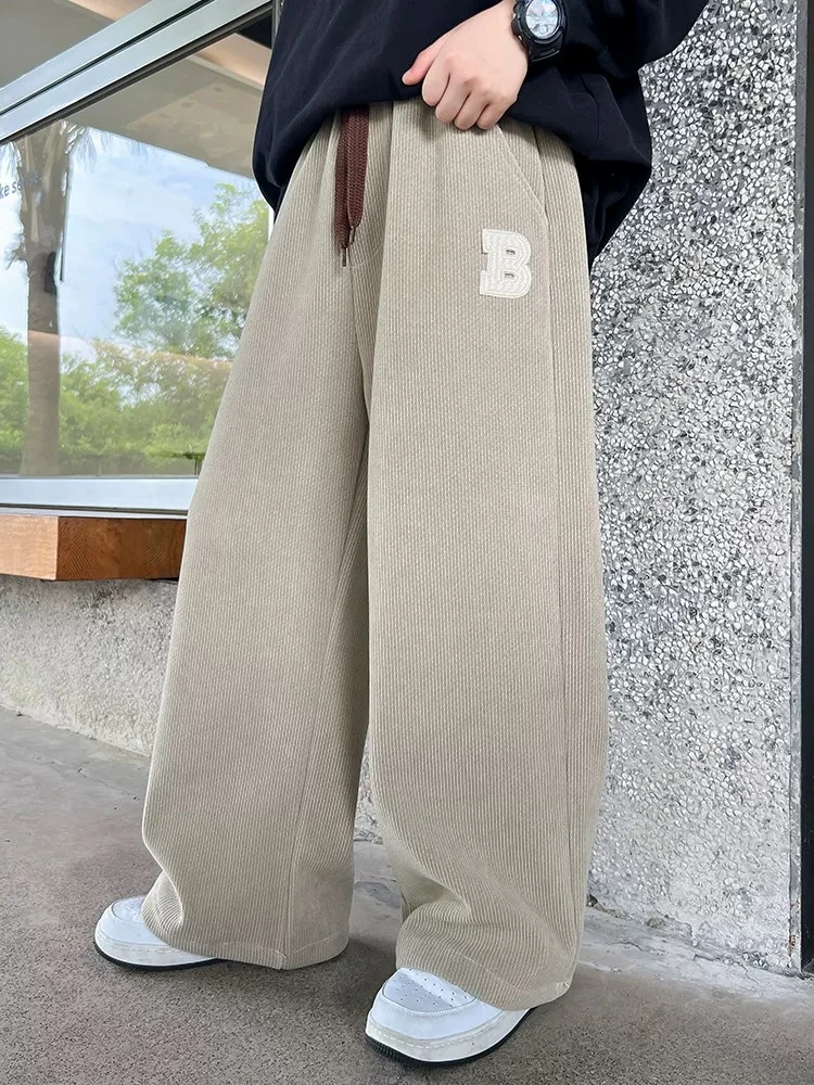 男童运动裤春秋款阔腿直筒休闲风中大童