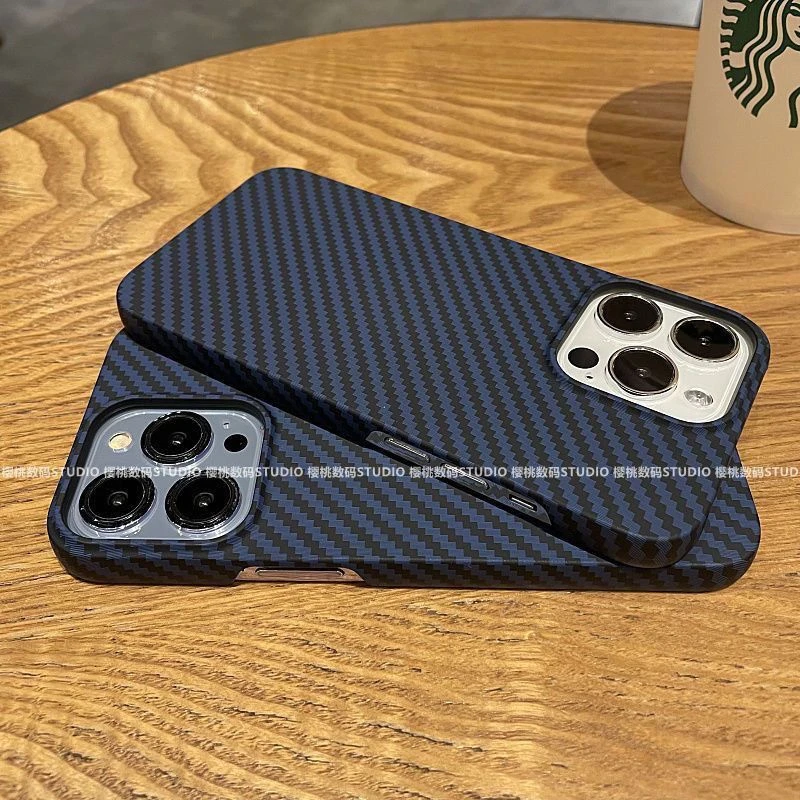 pc碳纤维适用iphone14Promax苹果13/14pro手机壳xr撞色半包12/11