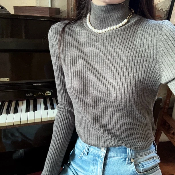 阿玛施5399640【糯叽叽】极素面坑条烟管女士韩小清新针织开衫