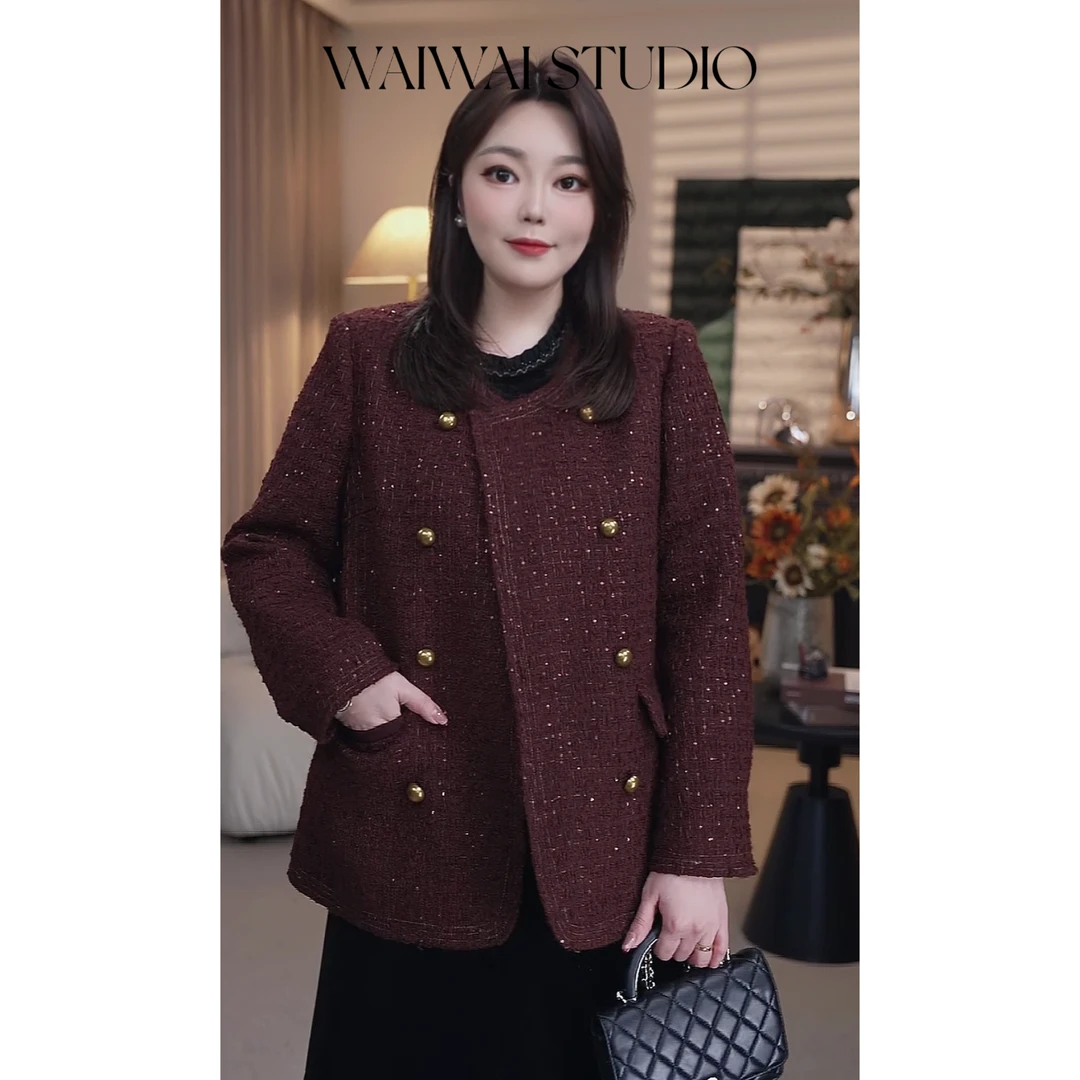 【繁星花园】秋季气质显瘦小香风双排扣外套 24A290