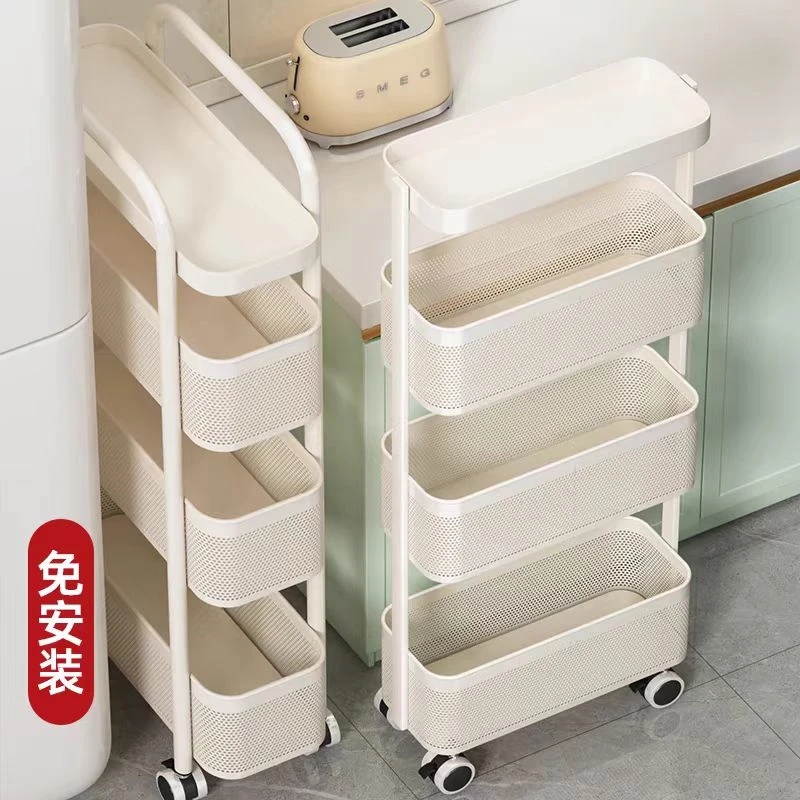 厨房夹缝车置物架冰箱侧面抽拉柜卫生间小推车极窄缝拉篮缝隙收纳