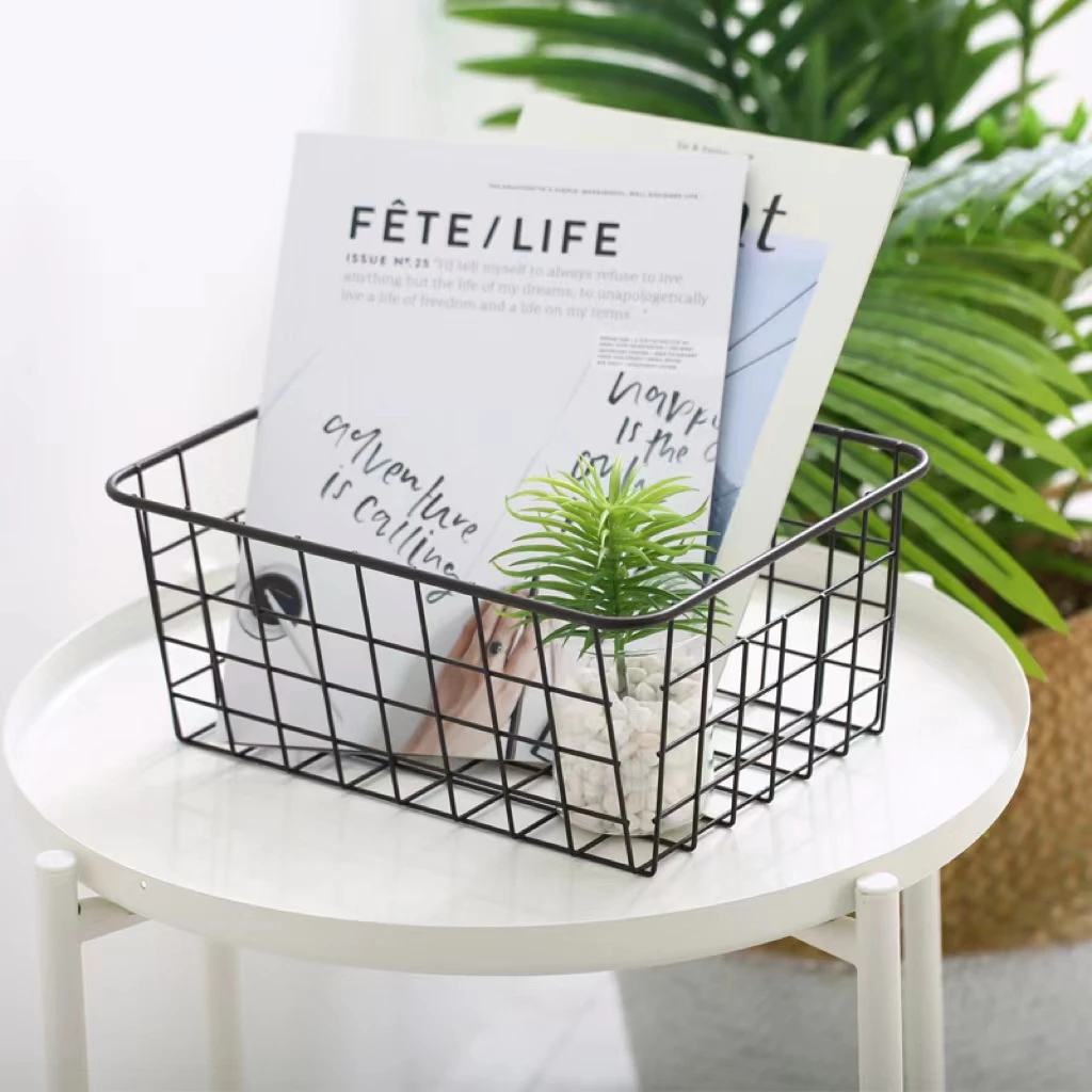 铁艺篮子收纳篮收纳筐客厅零食衣柜整理桌面置物筐厨房大容量日式