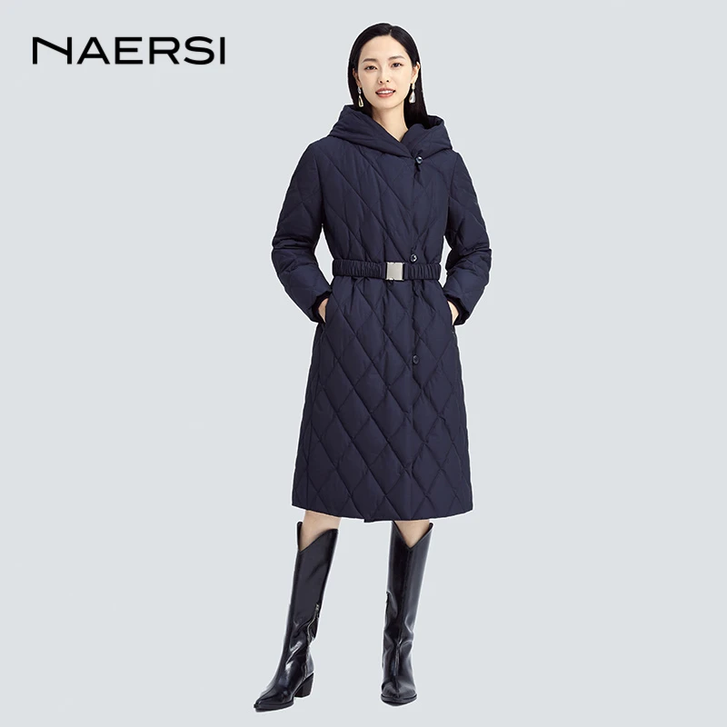【绵羊毛鹅绒服】NAERSI/娜尔思鹅绒中长款羽绒服女外套NR00415M8