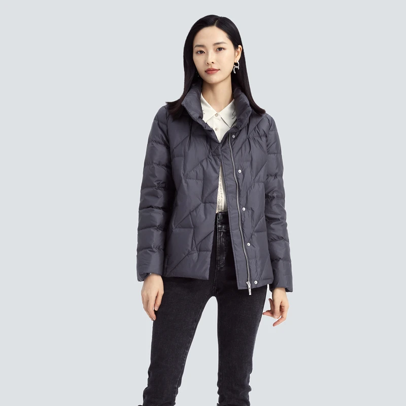 NAERSI/娜尔思冬季白鸭绒保暖鸢尾紫轻暖感小个子羽绒服NR00377R5
