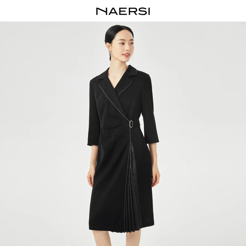 娜尔思NAERSI优雅气质显瘦新款百搭时尚通勤女连衣裙NF09431W0