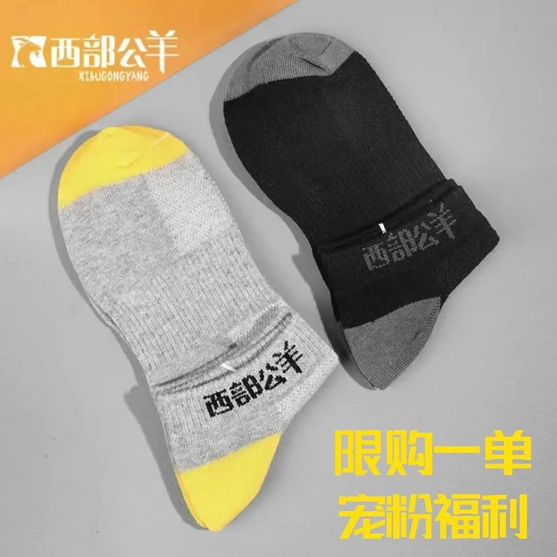 西部公羊透气加厚休闲男士袜吸汗男袜短筒跑步