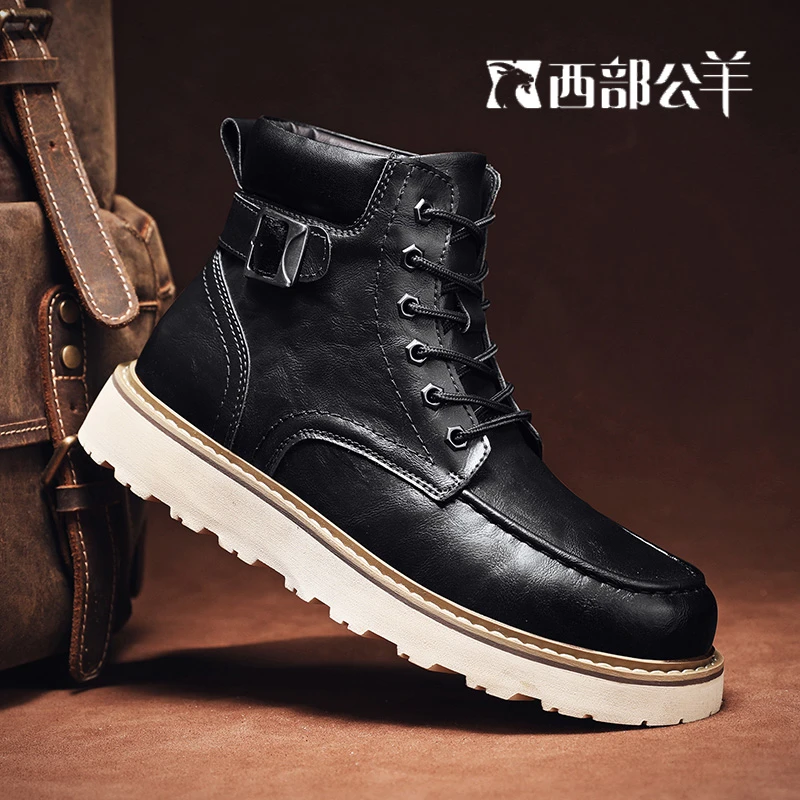 西部公羊男鞋冬季马丁靴男款棉鞋男士雪地靴百搭休闲百搭时尚男鞋