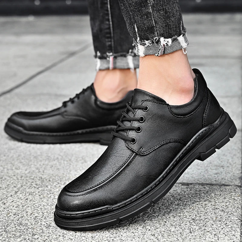 西部公羊男士皮鞋新款休闲正装百搭商务结婚新郎鞋黑色软底鞋子