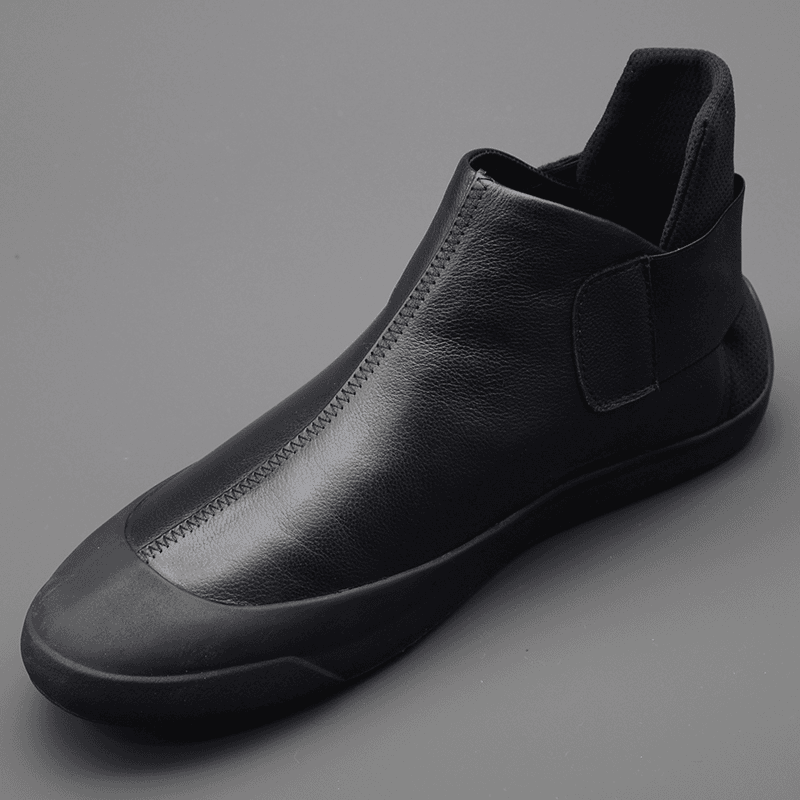 捡漏断码2023秋季时尚真皮拼接高帮休闲鞋男英伦简约皮鞋透气男鞋