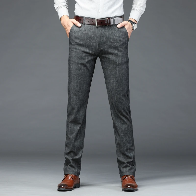 男士休闲裤春季新款2024直筒条纹裤子男百搭轻奢西裤商务低腰长裤