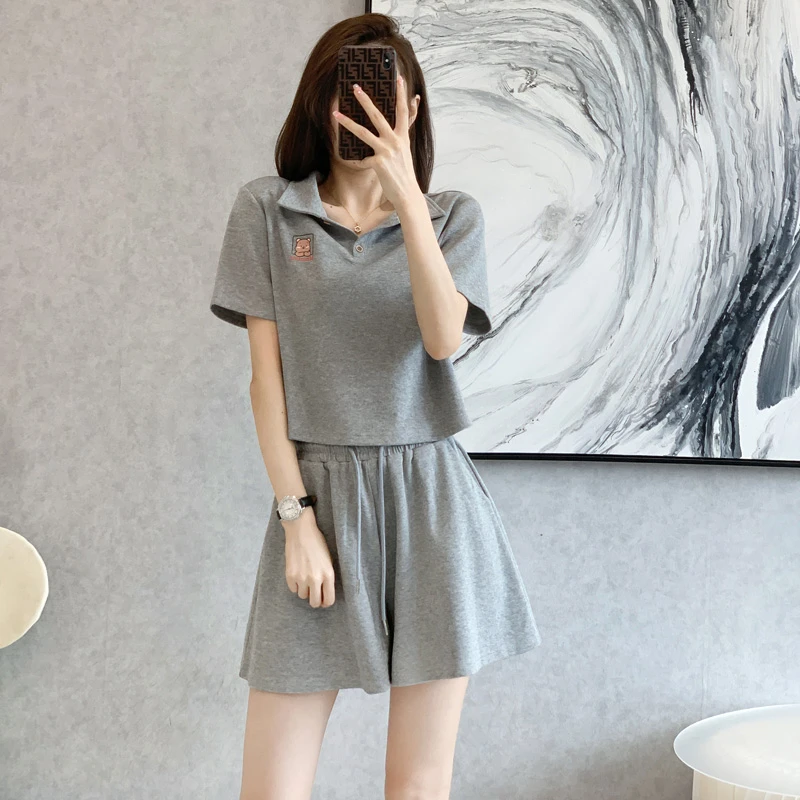 G001网红时尚洋气运动套装夏季新时尚小个子休闲短袖短裤两件套女