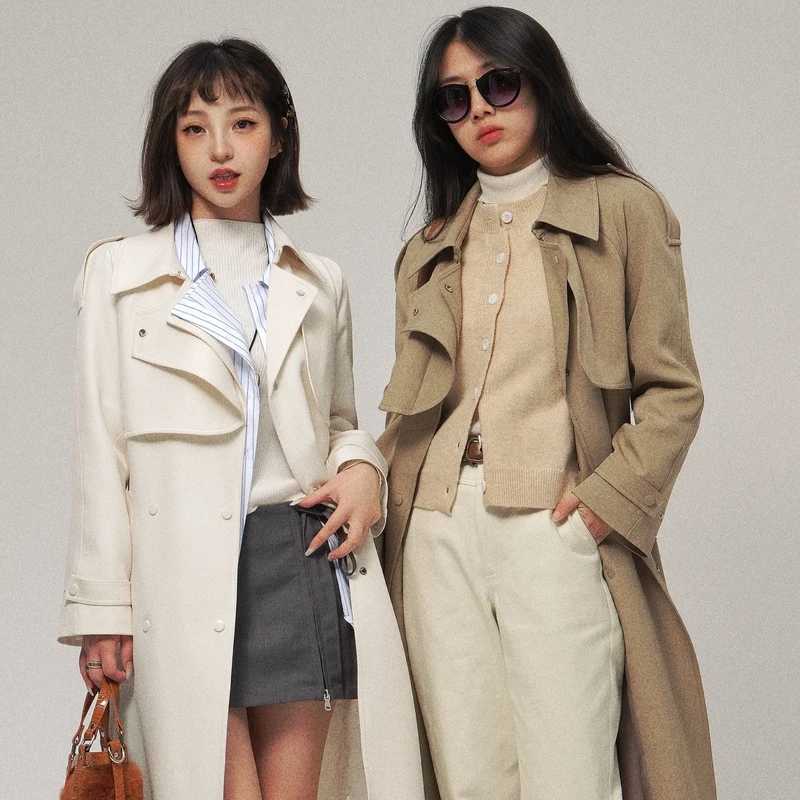 CO&SHENG小个子2024新品风衣外套英伦风长款通勤气质爆款女款外套