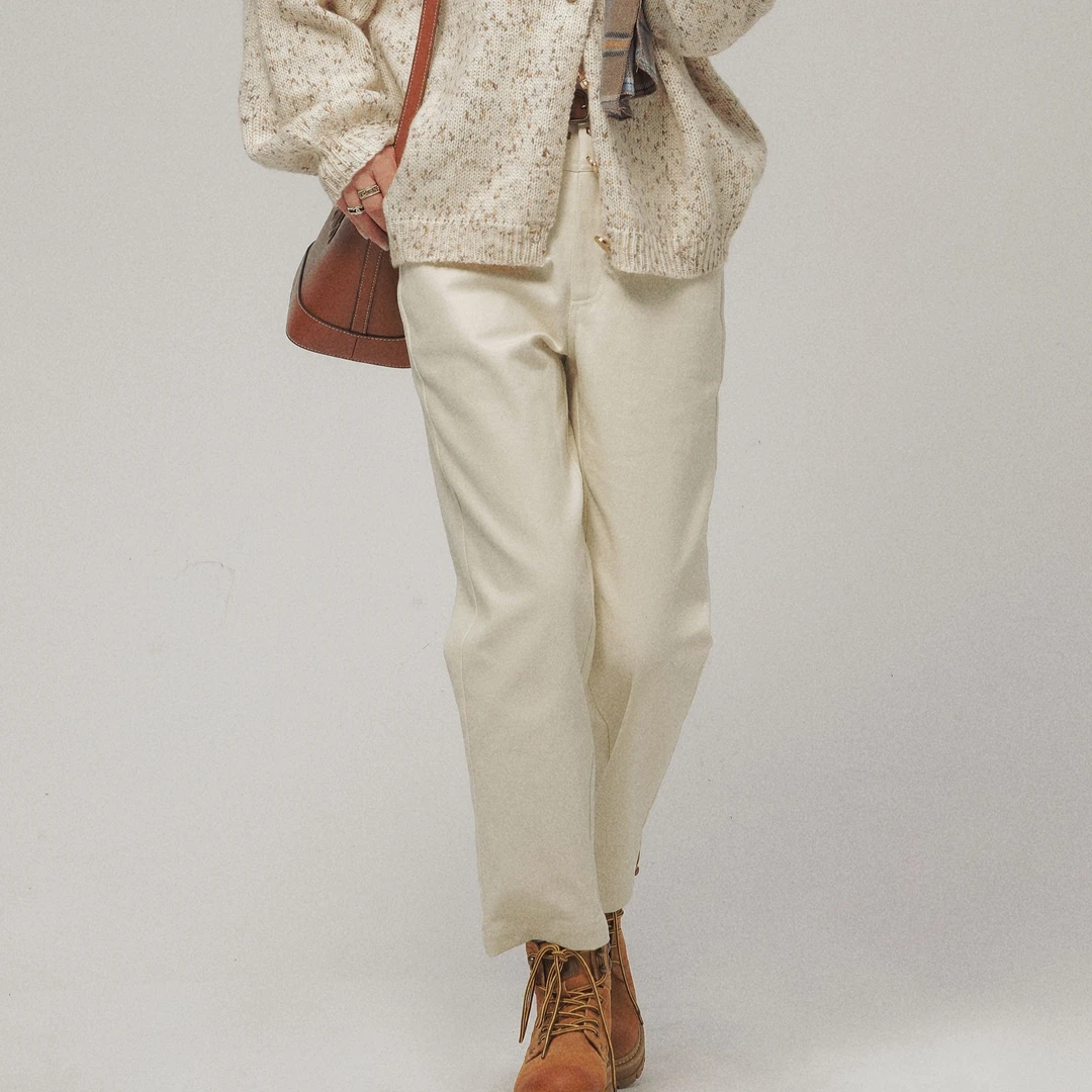 cosheng重生150小个子秋冬新品米色牛仔裤女高腰时尚显瘦直筒0948