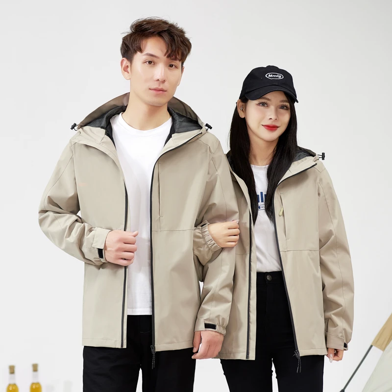 春季户外运动情侣冲锋夹克男女休闲旅行潮流冲锋衣连帽外套防风