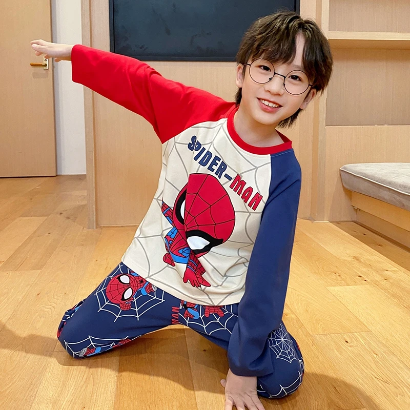 【纯棉亲子睡衣套装】男宝秋冬季圆领长袖中大童套头儿童卡通家居服
