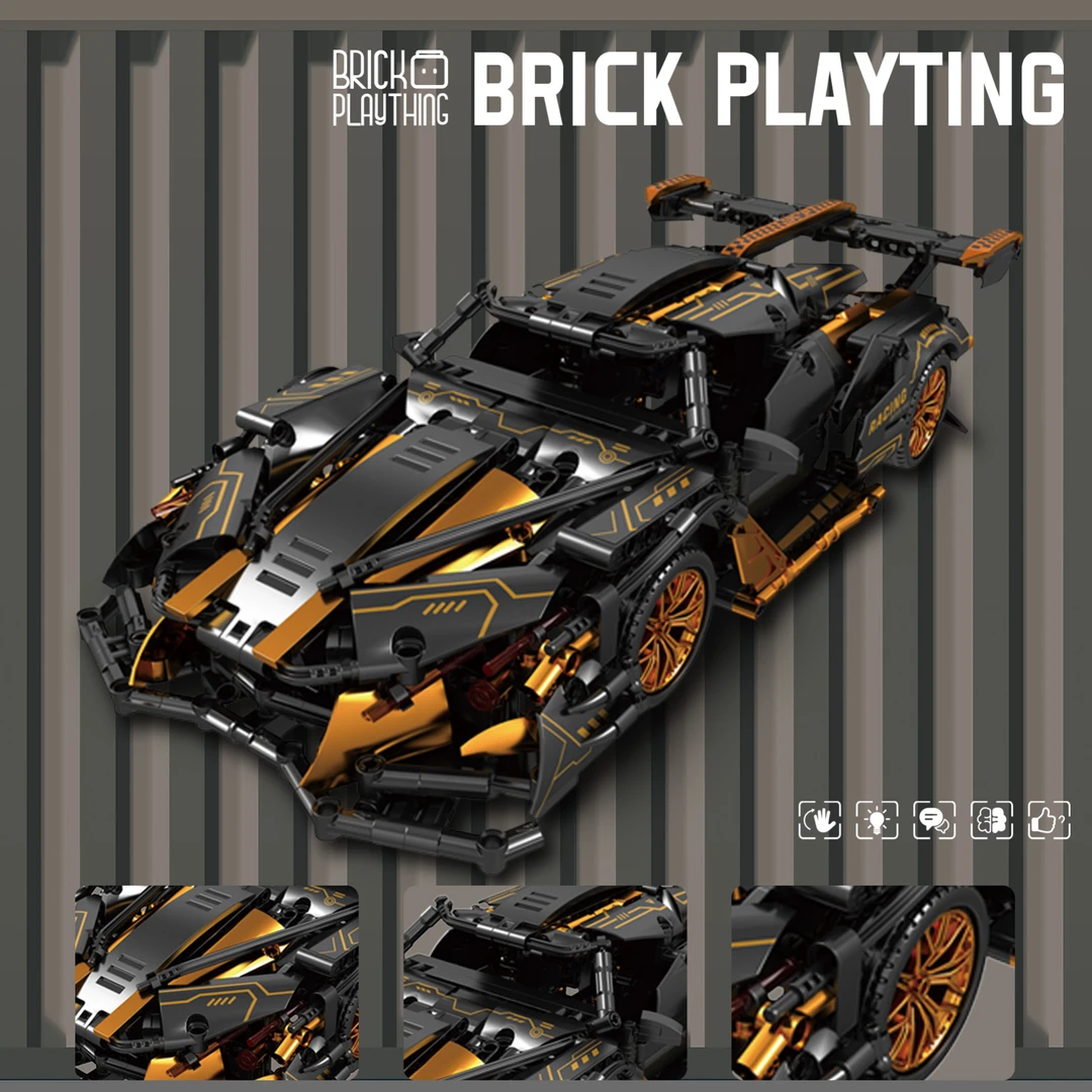 【积木车】新款1:14黑武士阿波罗创意手工益智拼搭积木炫酷跑车