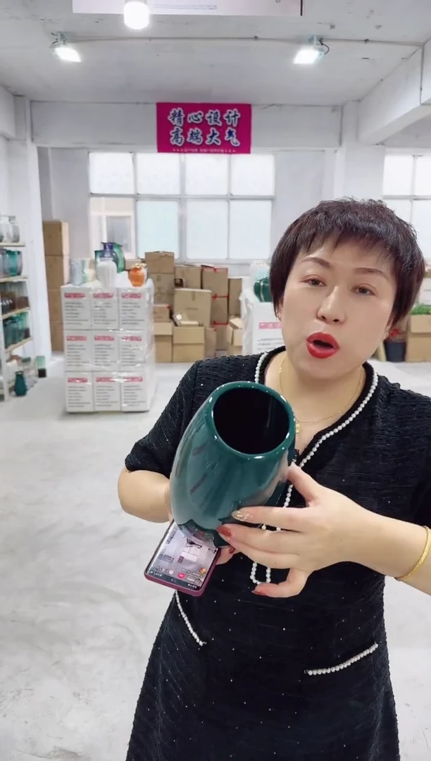 【闪购商品】双子绿 陶瓷花瓶