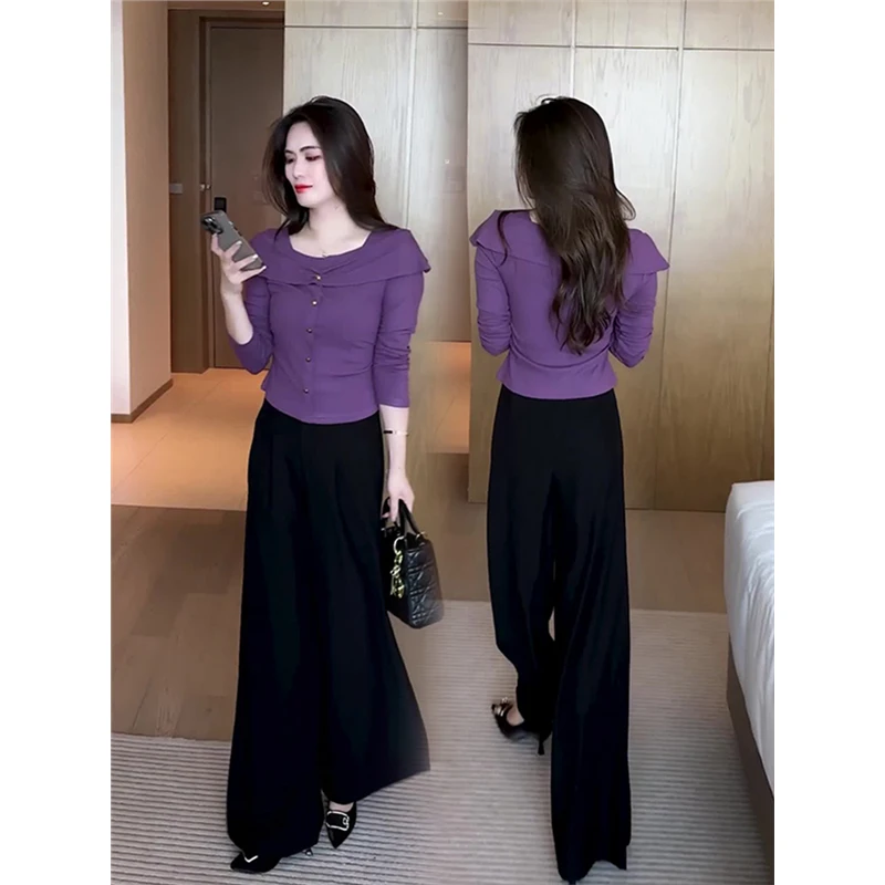 恤显瘦2024秋装百搭早长袖年衫洋新款t气质上衣女装时尚春秋打底