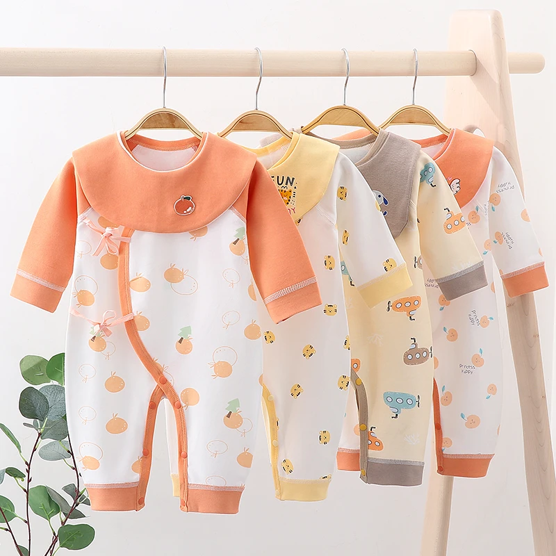 （新生儿）暄贝  四季无骨带围嘴蝴蝶衣连体衣婴儿宝宝新生婴幼儿