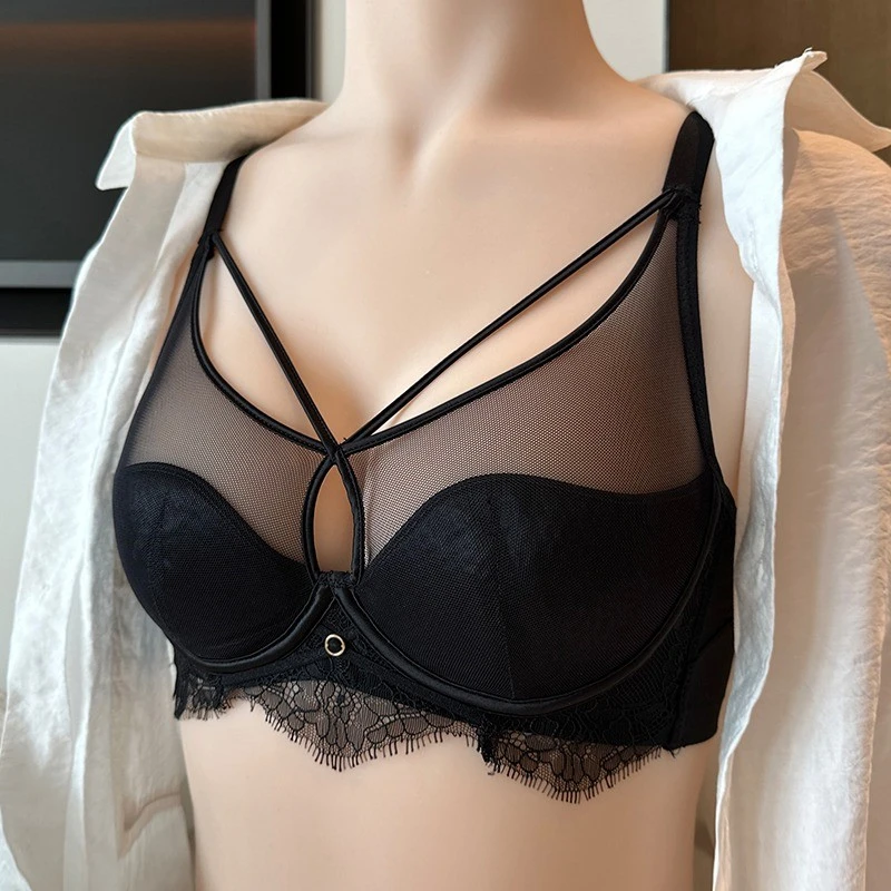 内衣少女夏季薄款大胸显小调整型聚拢上托半杯收副乳防下垂文胸罩