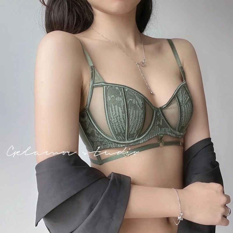 内衣少女薄款大胸显小胸法式兔耳朵薄款半杯性感纯欲防下垂文胸