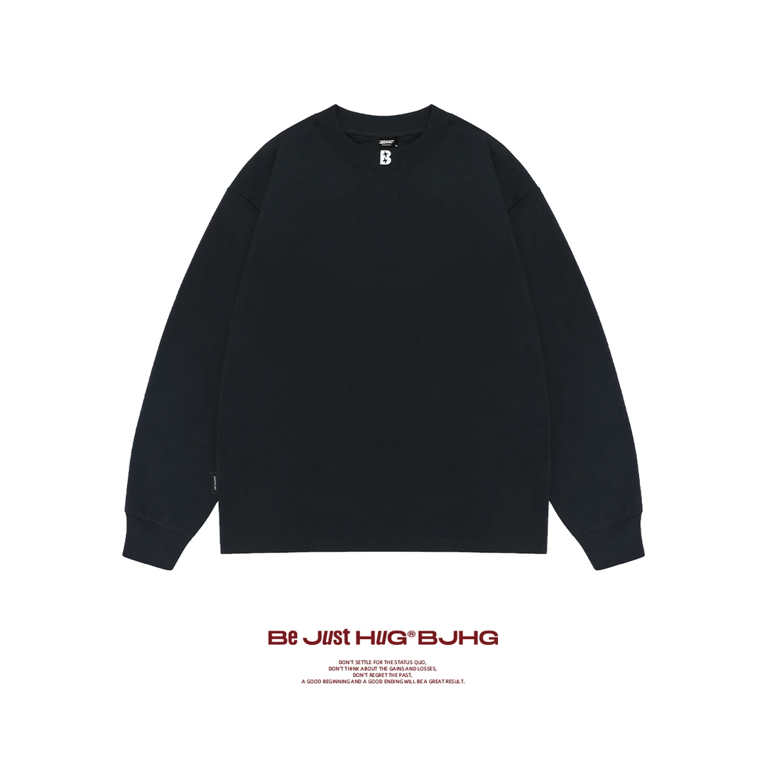 【野子专属】BJHG秋美式圆领纯棉长袖t恤男宽松潮牌情侣新款打底衫