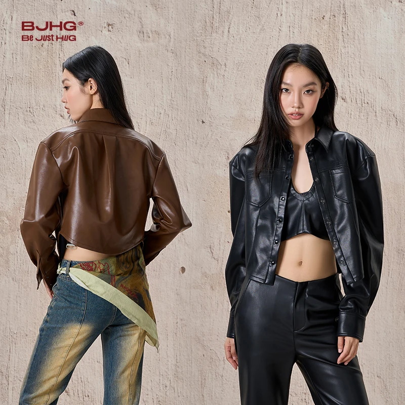 BJHG不计后果皮衣外套女春秋美式复古高级感流行爆款辣妹痞帅夹克