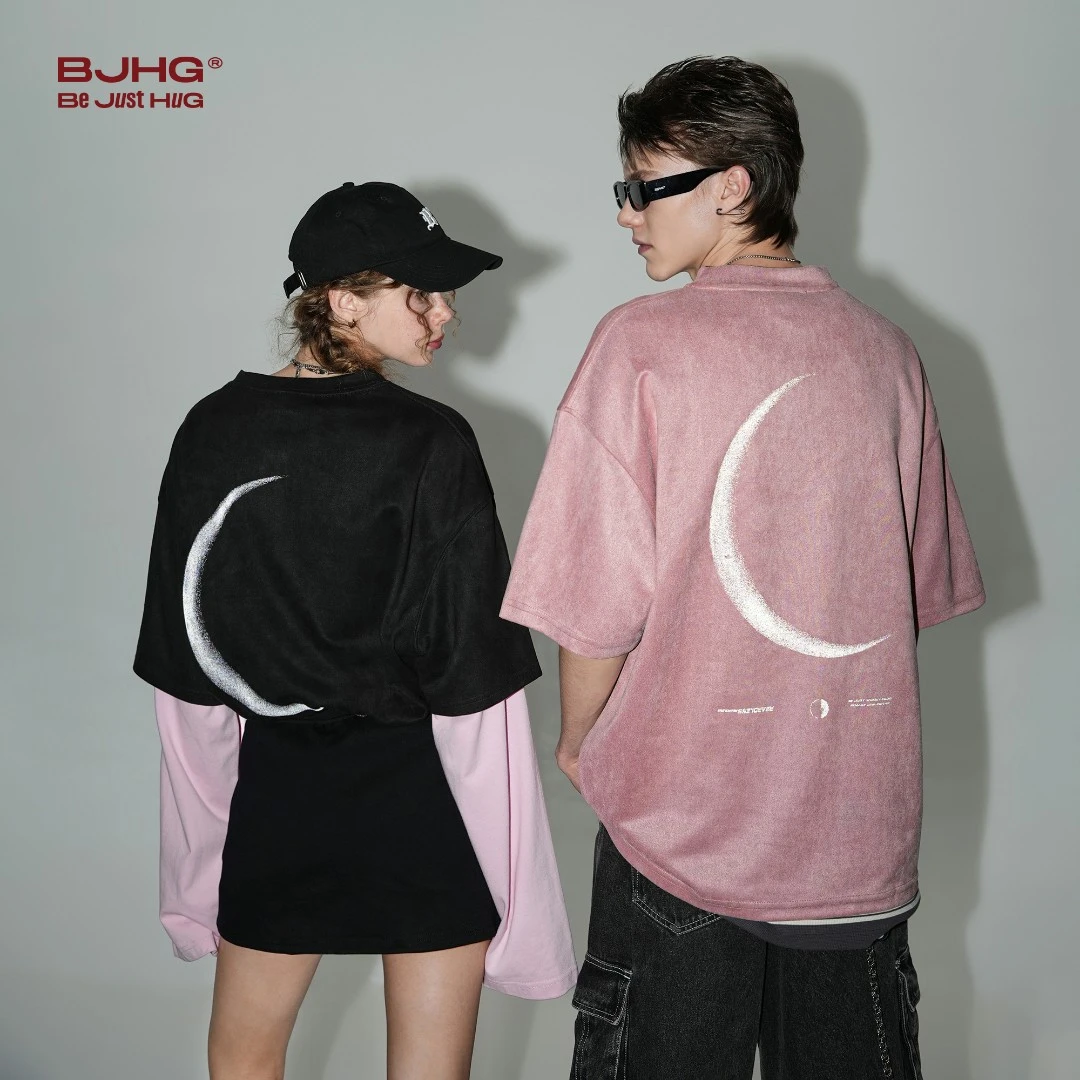 【专属】BJHG月食 美式复古重磅T恤短袖男女生夏季潮牌情侣半袖