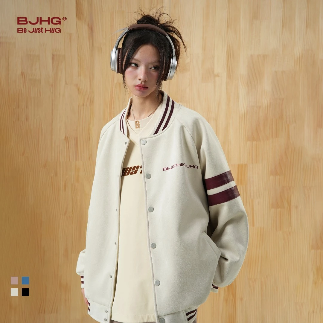 【陈林专属】BJHG环保麂皮绒夹克外套男秋情侣装vintage美式棒球服