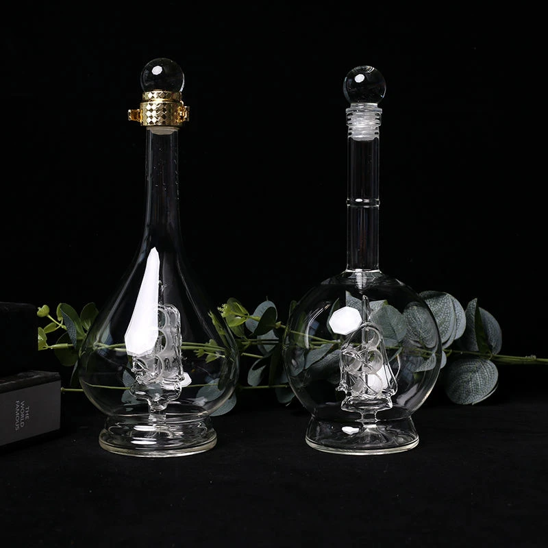 家用创意500ml高硼硅玻璃工艺酒瓶一帆风顺泡酒瓶透明白酒瓶1斤装