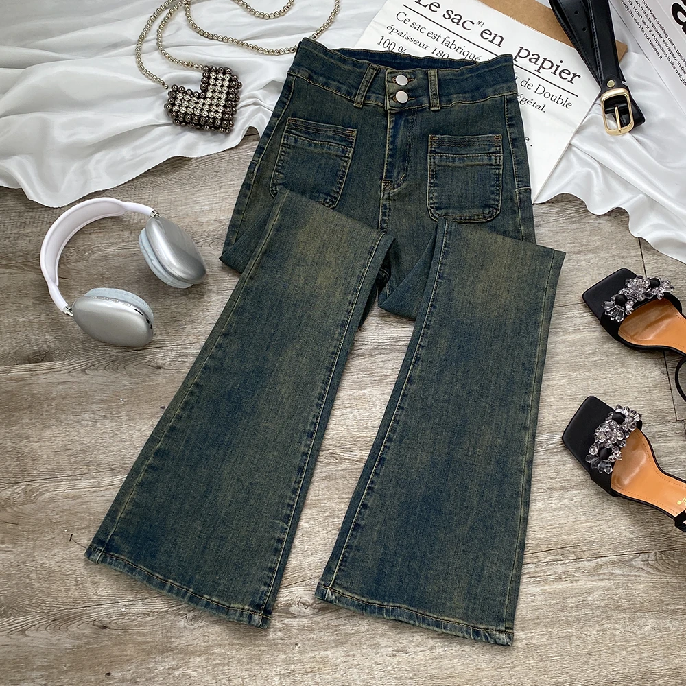 高个子高腰微喇牛仔裤女夏季2025年新款修身显瘦爆款喇叭拖地裤子