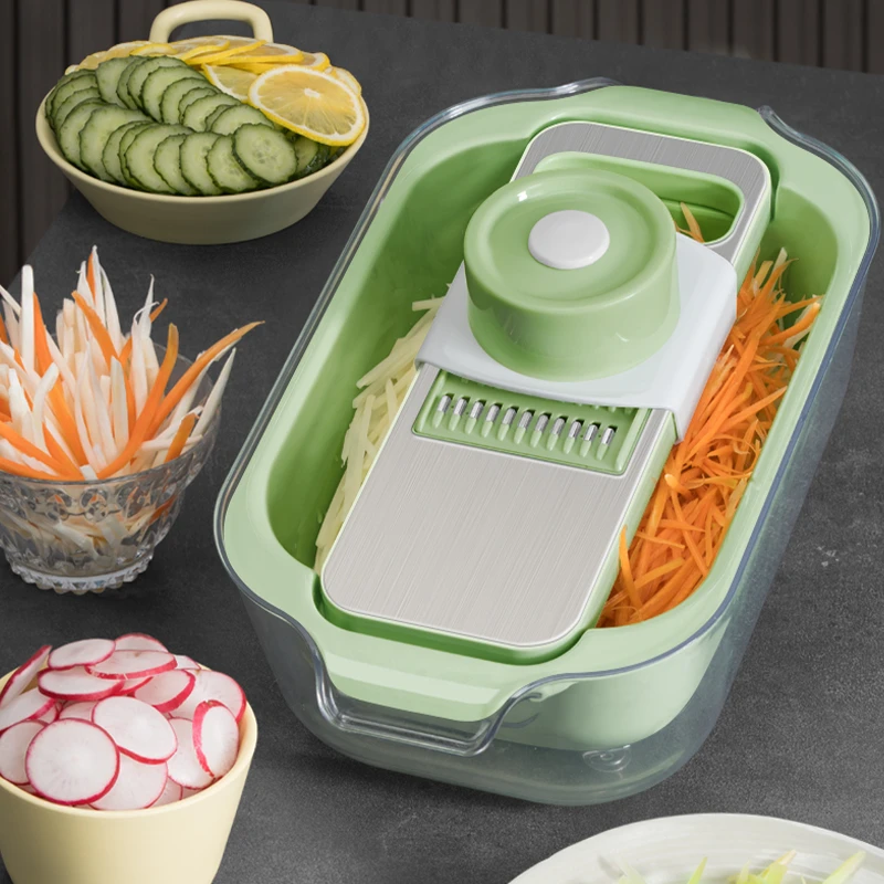 多功能切菜神器家用不锈钢土豆切丝刨擦丝厨房双层沥水篮洗菜盆