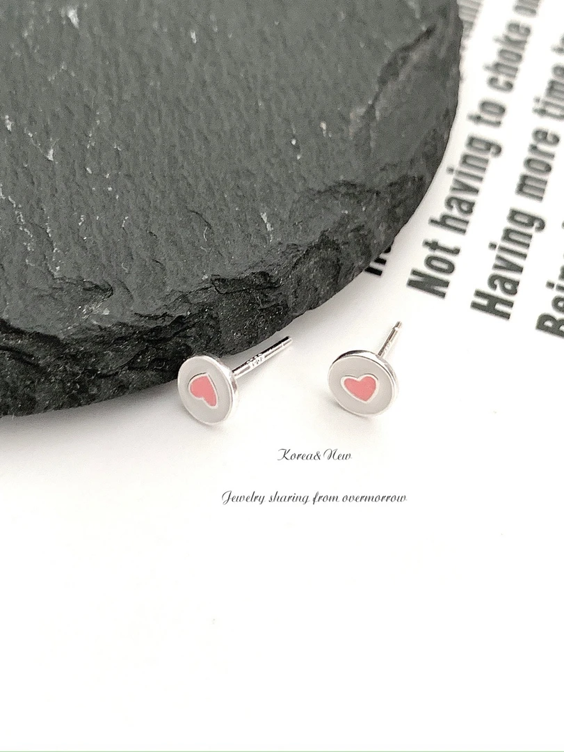 925银耳饰 爱心耳钉 通体银 19515