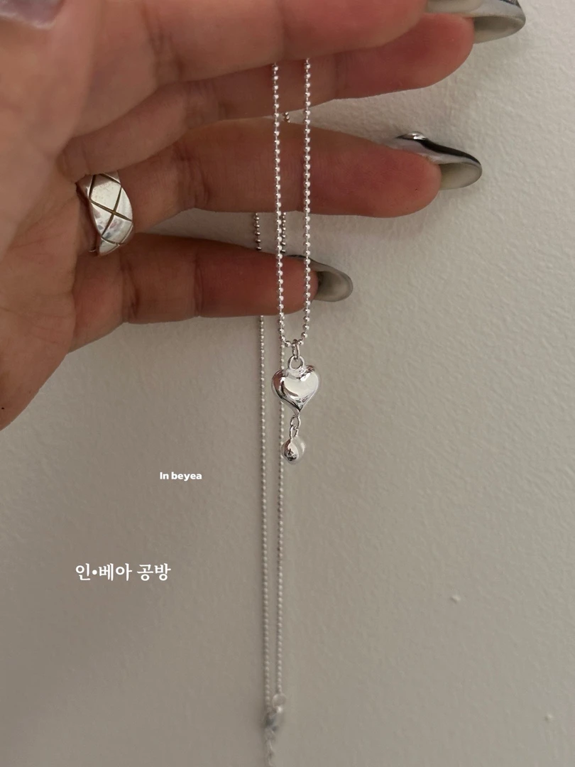 坠链均925银 双爱心项链41+5cm 4976