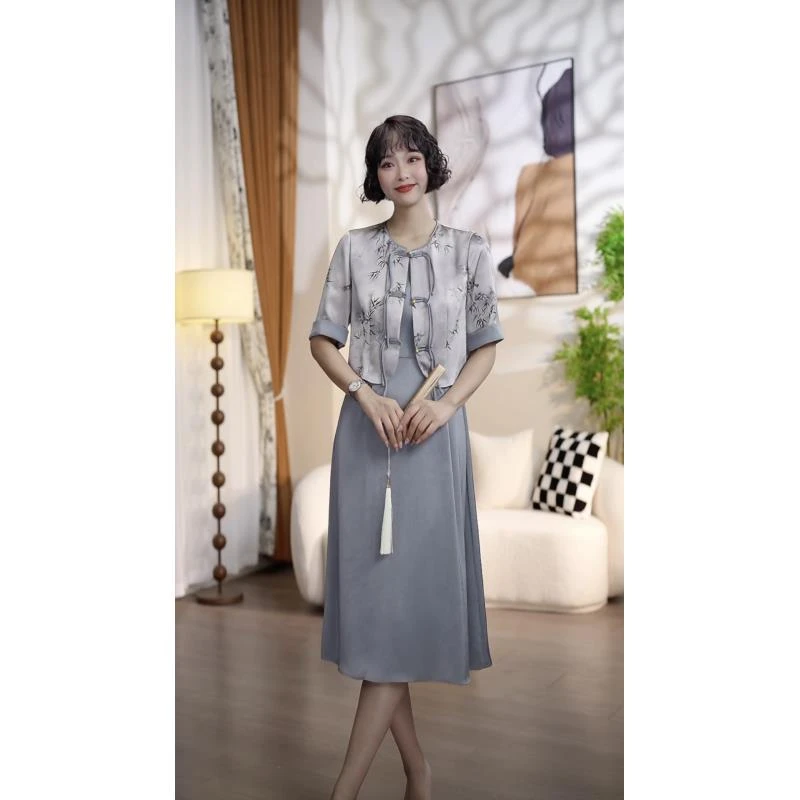 T609【断码清仓】夏季时尚休闲气质中国风两件套套装AT