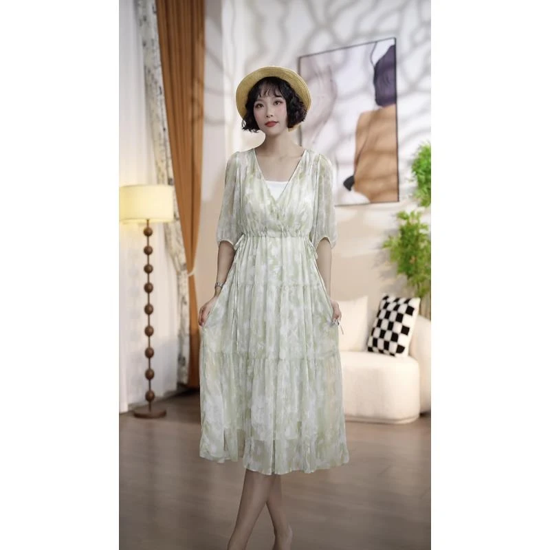 【断码清仓】L608夏季时尚收腰显瘦印花两件套套装AT