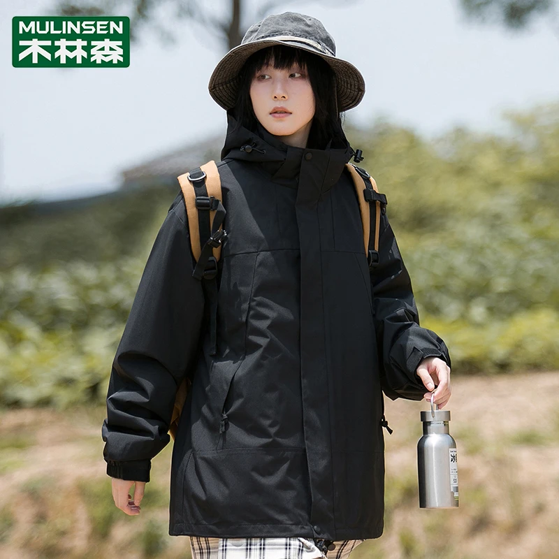 木林森山系冲锋衣外套女冬季三合一可拆卸防风防水小个子薄款登山