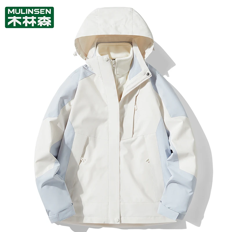 木林森防风冲锋衣女三合一2024新款小个子防风防水情侣爬山高颜值