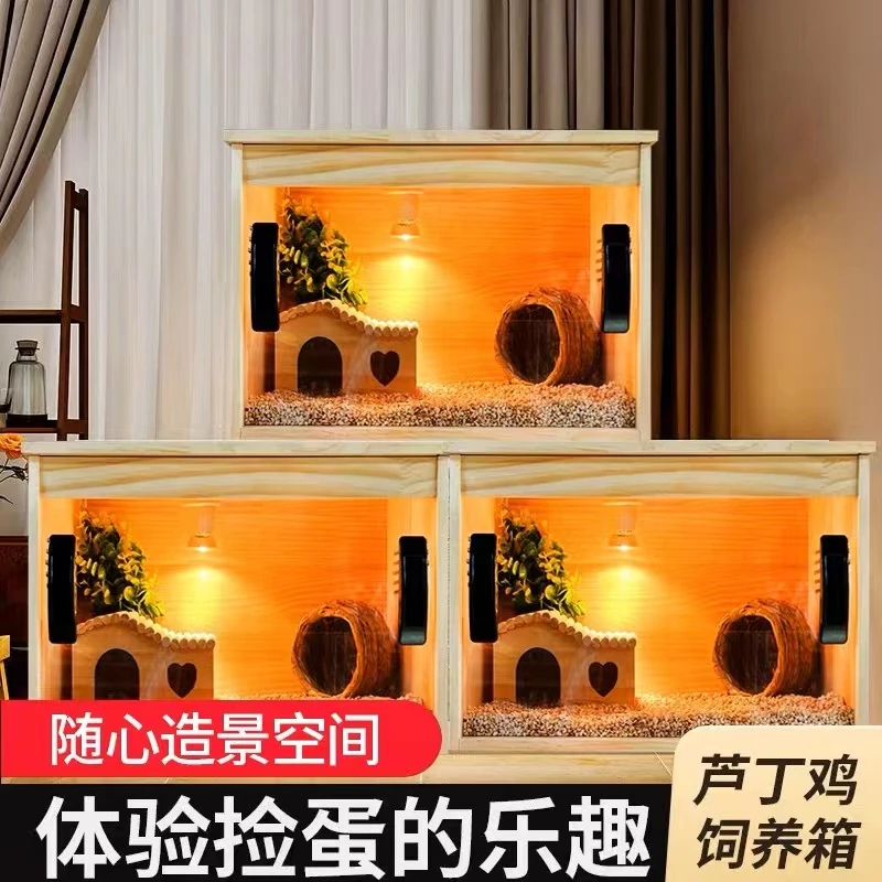 【主播自用实木箱子】芦丁鸡养殖箱松木亚克力高透仓鼠金丝熊精品