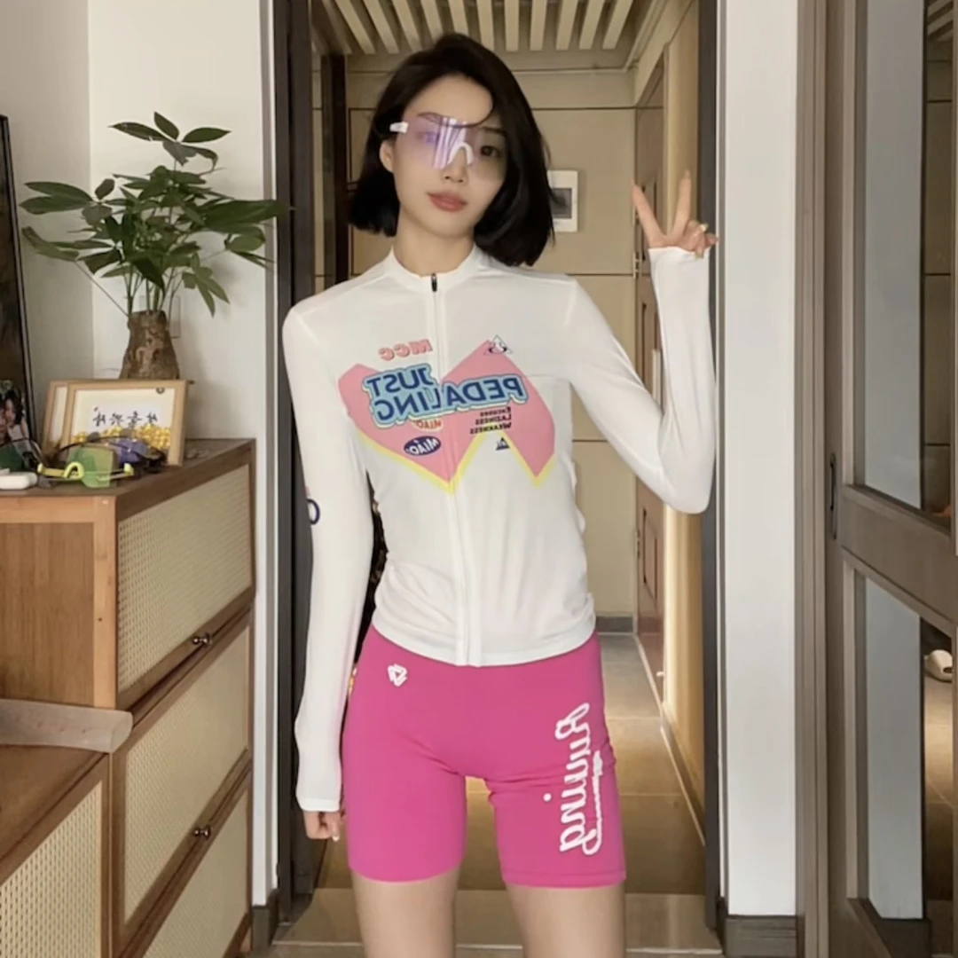 24长袖骑行服男女同款修身透气夏季公路车防晒白色自行车骑行装备