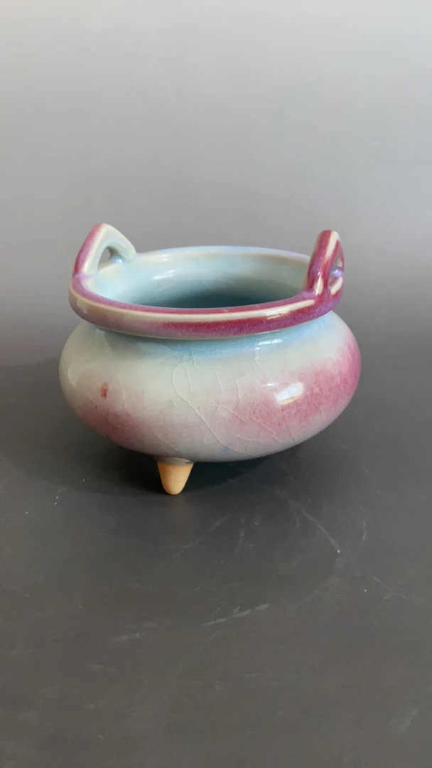钧瓷小香炉 窑变釉陶瓷