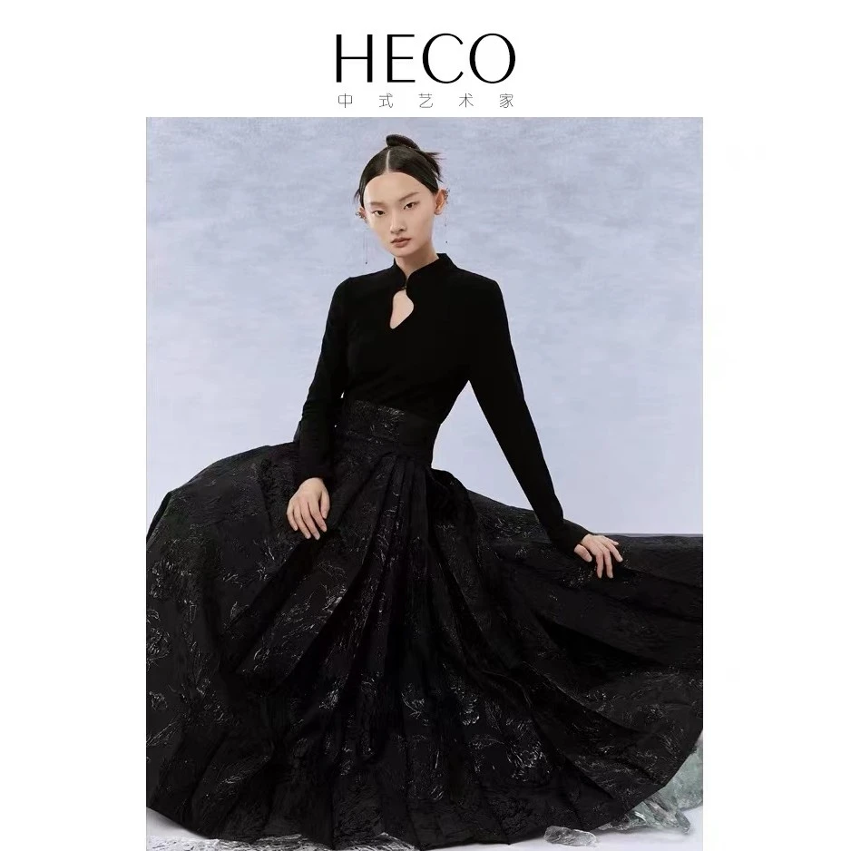 HECO【凌空】新中式国风长袖针织衫加绒2023新款女气质长袖衫