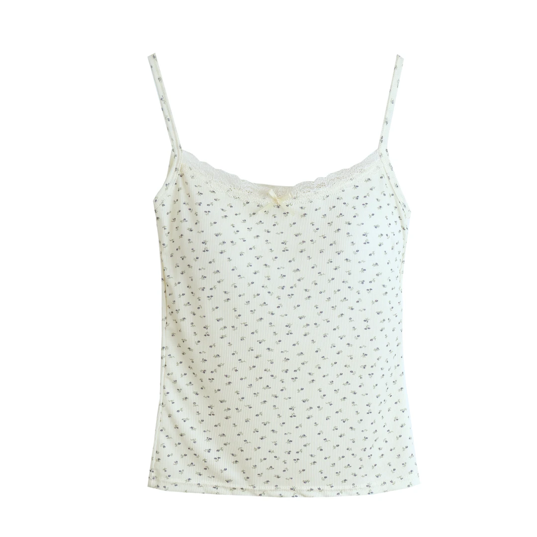 SSYDFER【碎花吊带】显瘦短款打底夏季设计感无袖百搭碎花吊带美背