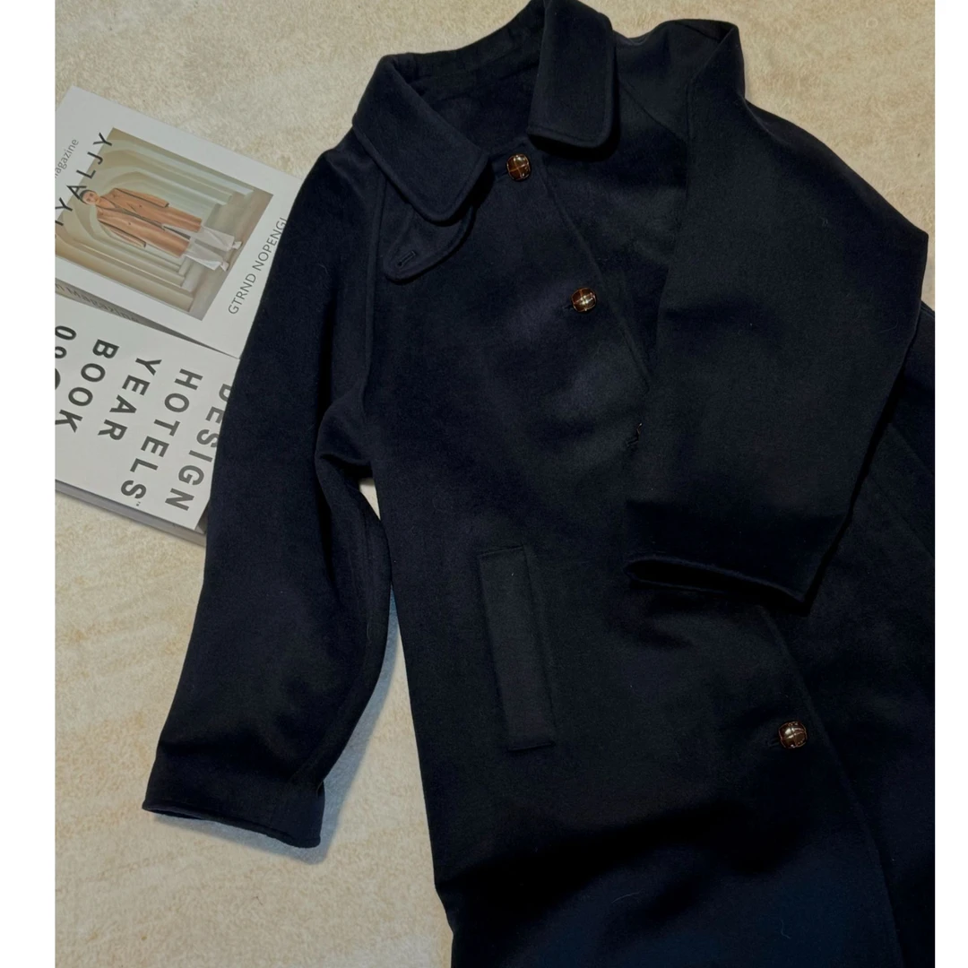 SSYDFER【青青】时尚休闲女士毛呢中长款经典加厚冬季双面呢大衣