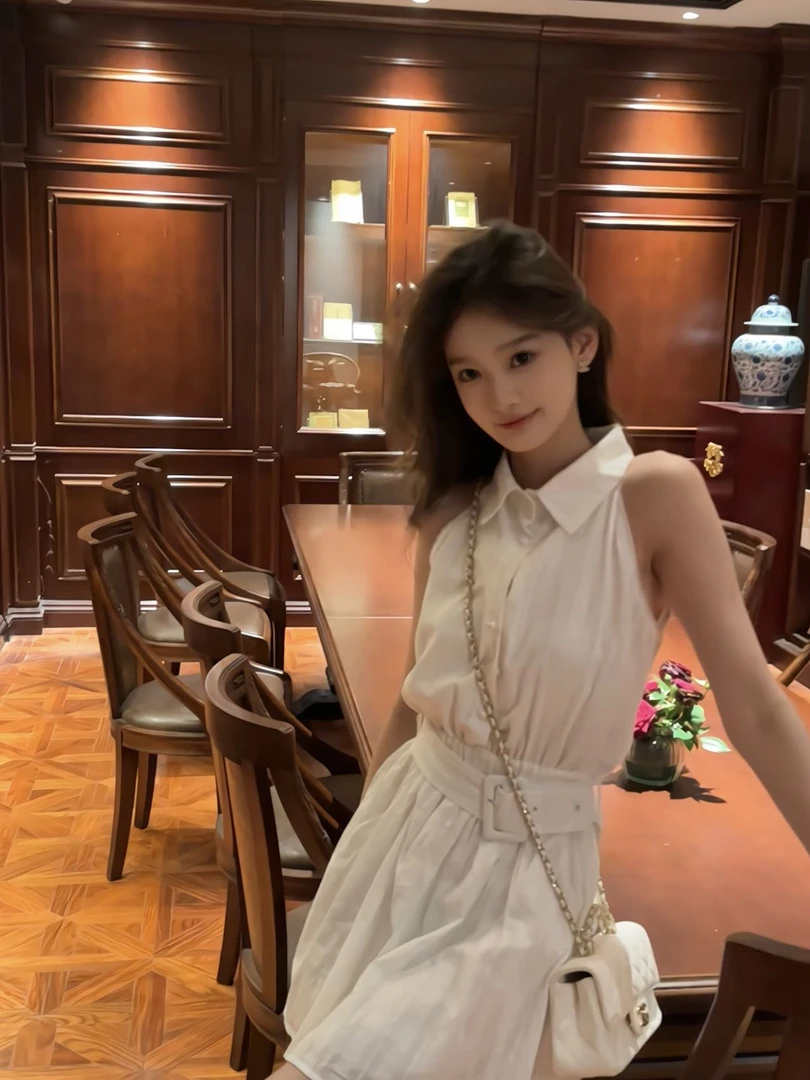 SSYDFER【白茶】气质时尚轻奢女士收腰设计师百搭夏季女装连衣裙