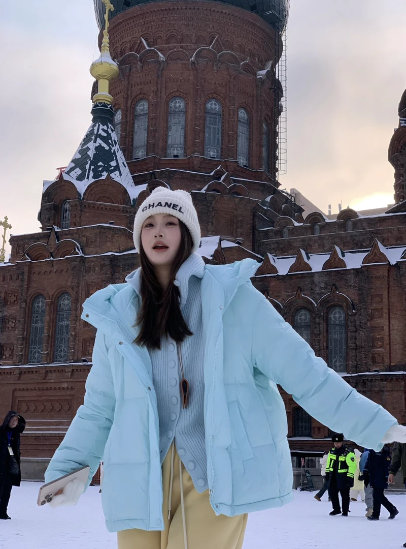 SSYDFER【心动降临】冬季新款高含绒量保暖加厚百搭宽松连帽羽绒服